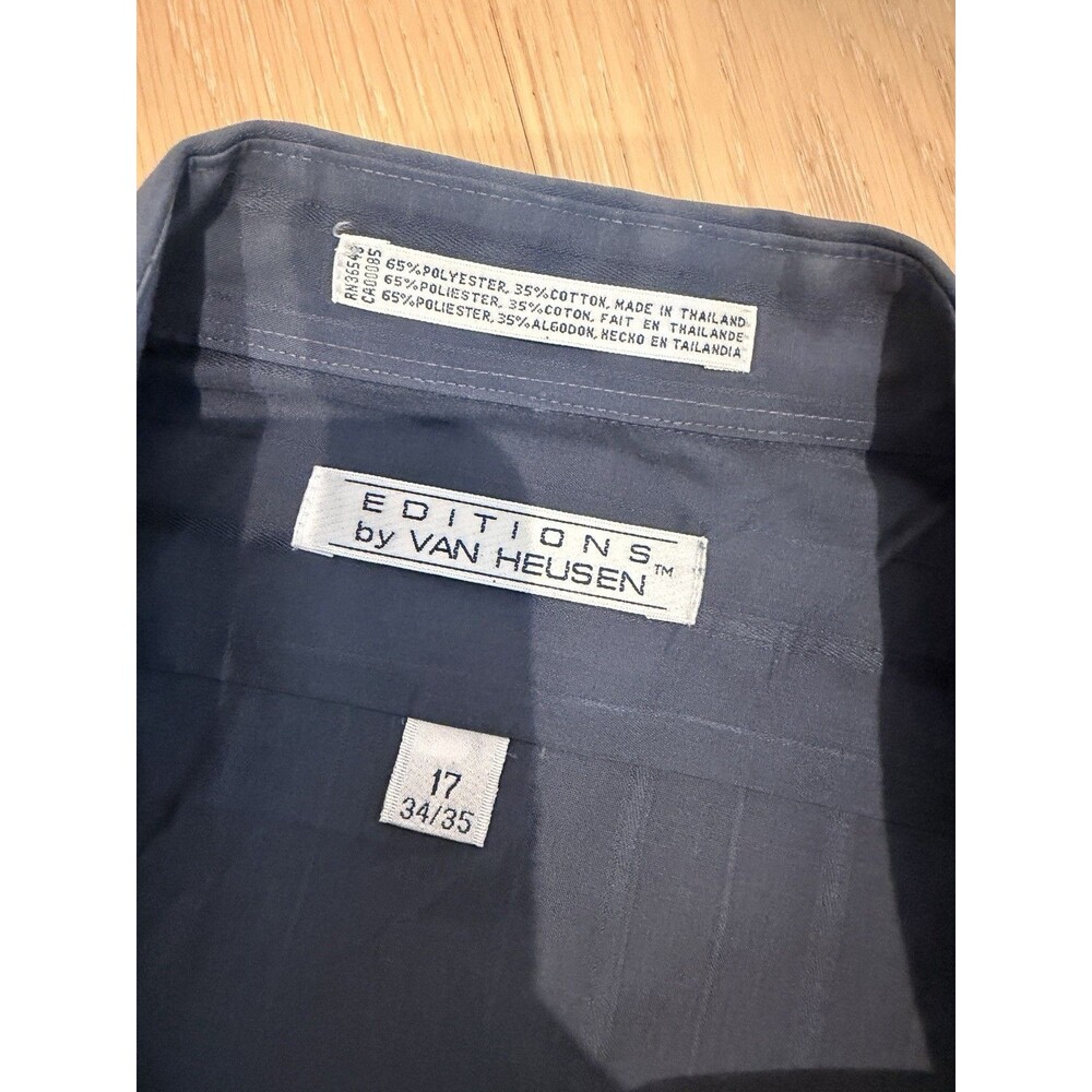 Editions By Van Heusen Long Sleeve Button Down Navy Blue Size 17 34/35